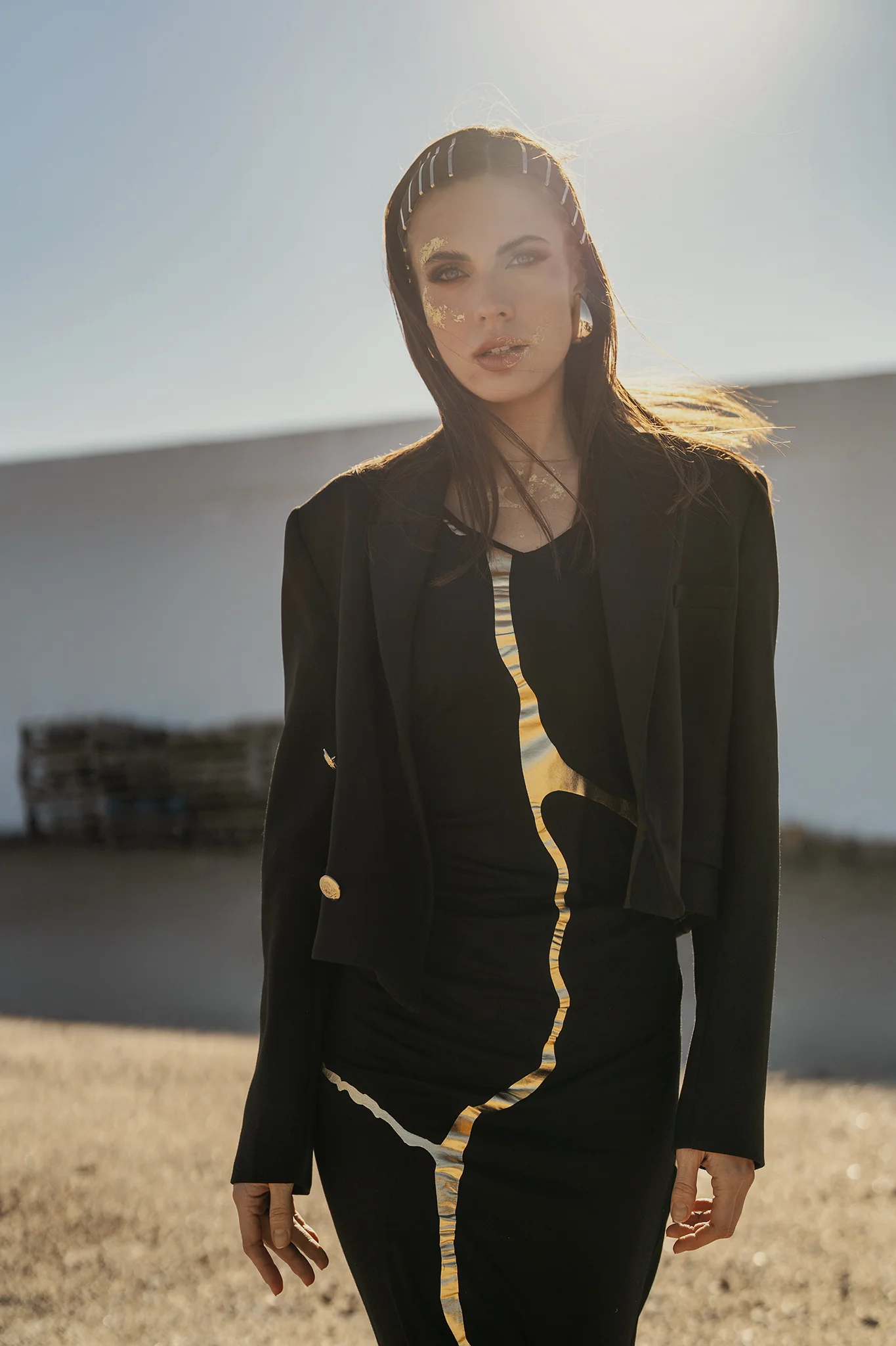 Black & Gold Kintsugi Sleeveless 3-Way Maxi