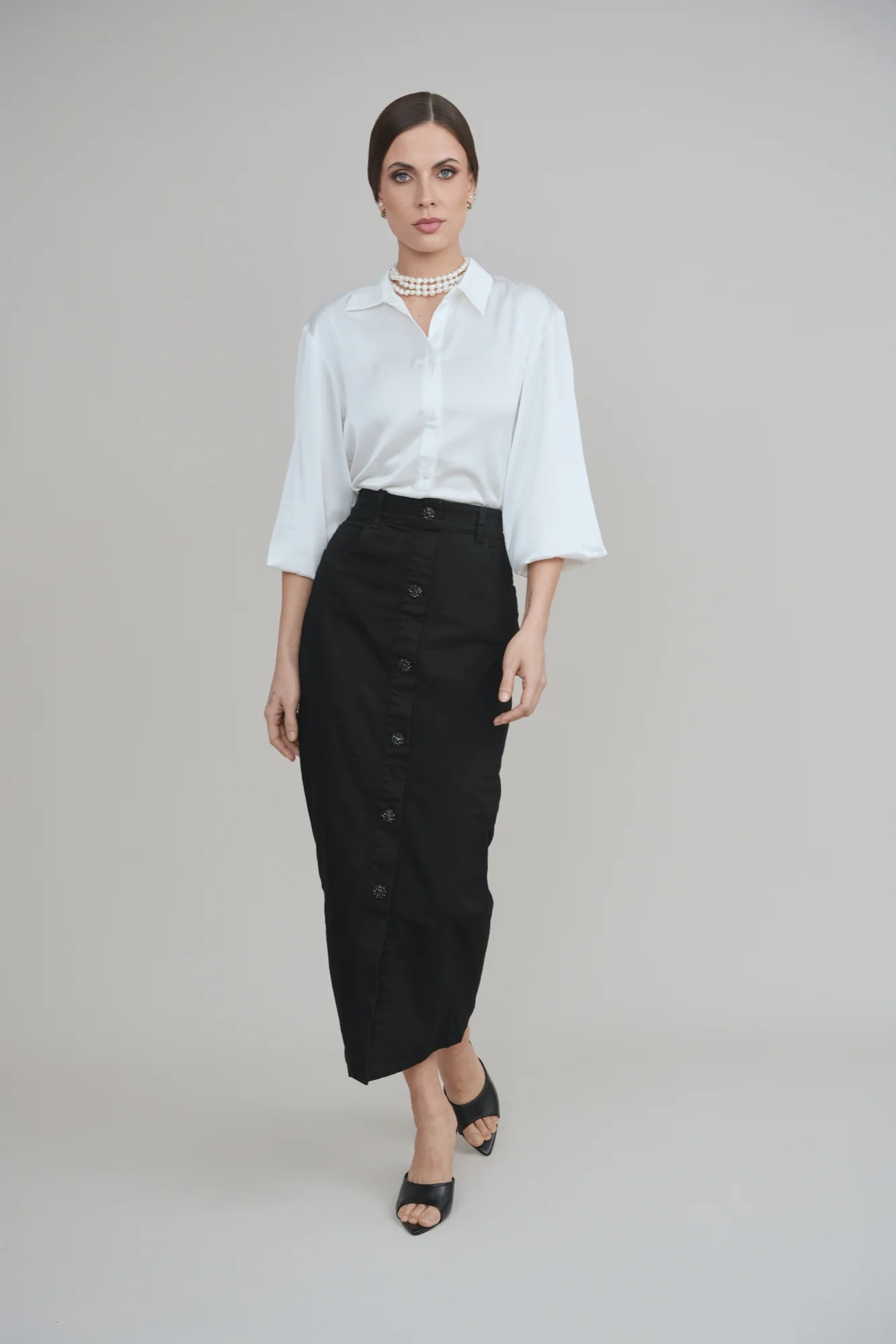 Black Diamond Stretch Denim Skirt